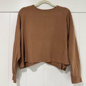 ✨ Lucky Brand Toffee Brown Pink Cropped Sweater — Size M ✨